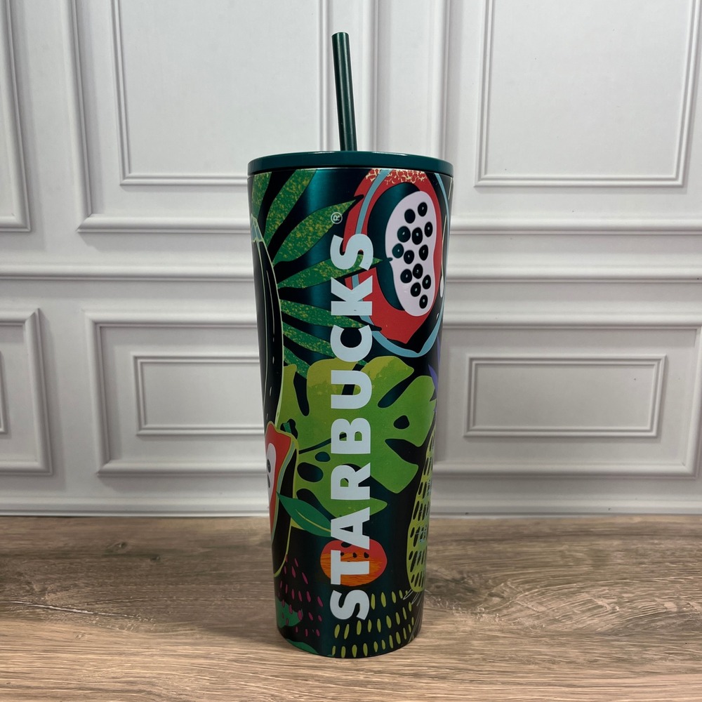 Starbucks Tumbler Cold Cup 24oz‎ Hawaiian Collection Tropical Stainless Steel